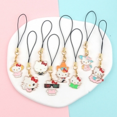 8 Styles Hello Kitty Cartoon Anime Alloy Phone Strap