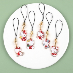 6 Styles Christmas Hello Kitty Cartoon Anime Alloy Phone Strap