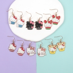 6 Styles Hello Kitty Cartoon Anime Alloy Earring