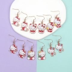 6 Styles Christmas Hello Kitty Cartoon Anime Alloy Earring