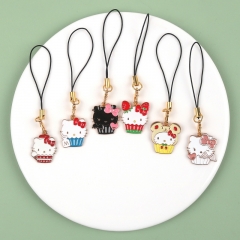 6 Styles Hello Kitty Cartoon Anime Alloy Phone Strap