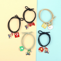 5 Styles Super Mario Bro Cartoon Anime Small Band Hair Rope Bracelets