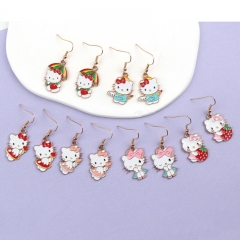 6 Styles Hello Kitty Cartoon Anime Alloy Earring