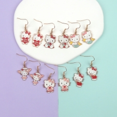 6 Styles Sanrio Hello Kitty Cartoon Anime Alloy Earring