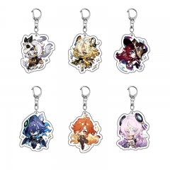 6 Styles Genshin Impact Cartoon Acrylic Anime Keychain