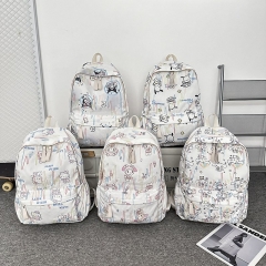 跨境新款可爱少女出游双肩背包简约卡通小学生书包百搭大容量背包