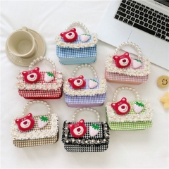 2023冬季新款儿童包时尚珍珠手提公主包单肩斜挎宝宝新年配饰包