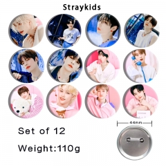 44mm 12pcs/set K-POP Stray Kids Cartoon Pin Anime Tinplate Brooch