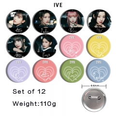 2 Styles 44mm 12pcs/set K-POP IVE Cartoon Pin Anime Tinplate Brooch