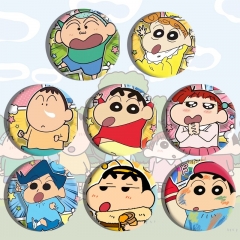 2 Styles 8pcs/set Crayon Shin-chan Cartoon Pin Anime Tinplate Brooch