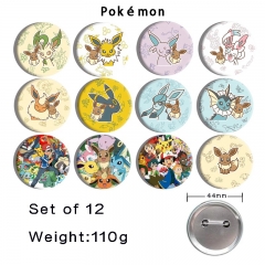 44mm 12pcs/set Pokemon Cartoon Pin Anime Tinplate Brooch