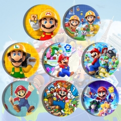 8pcs/set Super Mario Bro Cartoon Pin Anime Tinplate Brooch