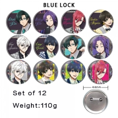 44mm 12pcs/set Blue Lock Cartoon Pin Anime Tinplate Brooch