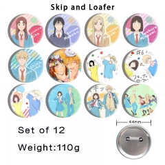 44mm 12pcs/set Skip and Loafer Cartoon Pin Anime Tinplate Brooch