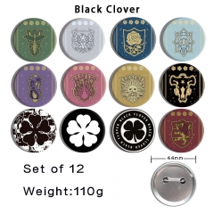 44mm 12pcs/set Black Clover Cartoon Pin Anime Tinplate Brooch