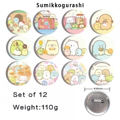44mm 12pcs/set Sumikkogurashi Cartoon Pin Anime Tinplate Brooch