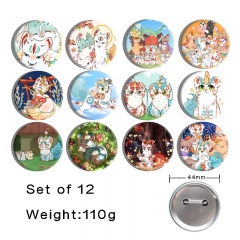 2 Styles 44mm 12pcs/set Fabulous Beasts Cartoon Pin Anime Tinplate Brooch