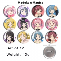 44mm 12pcs/set Puella Magi Madoka Magica Cartoon Pin Anime Tinplate Brooch