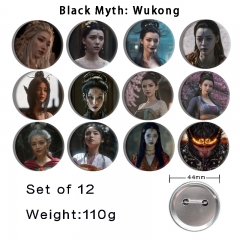 44mm 12pcs/set Black Myth: Wukong Cartoon Pin Anime Tinplate Brooch
