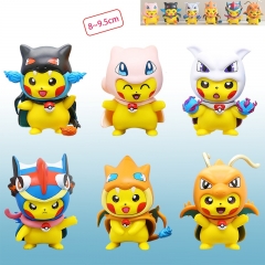 6pcs/set 8-9.5cm Pokemon Pikachu Cartoon Anime PVC Figures