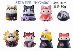 8PCS/SET 3cm Naruto Cat Cartoon Anime PVC Figures