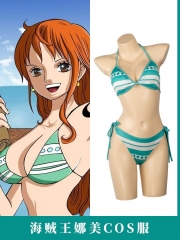 海贼王cos服三刀流娜美浴衣cosplay女装绿白条纹性感比基尼泳装