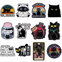 12 Styles Black Cat Anime Cartoon Anime Alloy Pin Brooch
