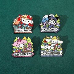 4 Styles Sanrio Kuromi Cinnamoroll My Melody Cartoon Pin Anime Alloy Brooch