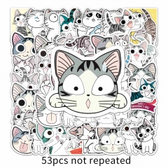 53张卡通起司猫可爱创意猫咪咕卡行李箱汽车笔记本贴画贴纸防水