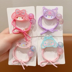 4 Styles Sanrio My Melody Kuromi Cartoon Anime Small Band Hair Rope Bracelets