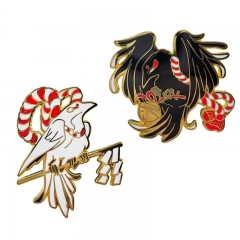 神话乌鸦胸针 日本神社注连绳金属徽章pins