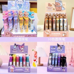 （36个一套）三丽鸥卡皮巴拉布布手账笔按动十色多色圆珠笔文具学生礼物奖品