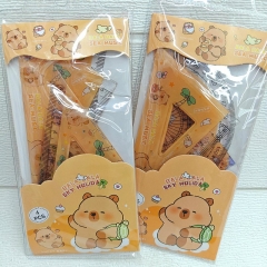 2套）卡皮巴拉布布labubu文具尺子套装三角量角器直尺学生文具礼物