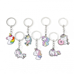 7 Styles Unicorn Cartoon Anime Alloy Keychain