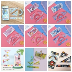 2套）三丽鸥复仇者学生动漫团子15cm文具4件套装尺子三角量角器直尺