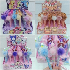 36支）新款三丽鸥卡皮巴拉毛绒毛球中性笔文具笔中性签字水笔学生奖礼品