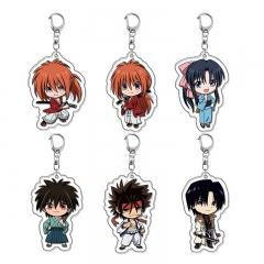 6 Styles Rurouni Kenshin Cartoon Anime Acrylic Keychain