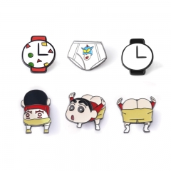6 Styles Crayon Shin-chan Cartoon Anime Alloy Brooch Pin Badge