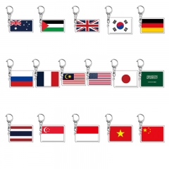 16 Styles National Flag Cartoon Anime Acrylic Keychain