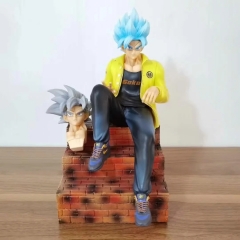 25CM Dragon Ball Z GK Son Goku Two Heads Changed PVC Anime PVC Figure