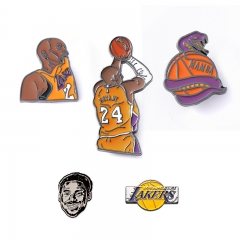 5 Styles NBA Star Kobe Bryant Cartoon Anime Alloy Brooch Pin Badge