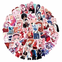50张新款动漫FranXX ins涂鸦贴纸行李箱笔记本电脑防水贴纸