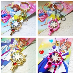 4 Styles Card Captor Sakura Cartoon Anime Alloy Keychain/Necklace