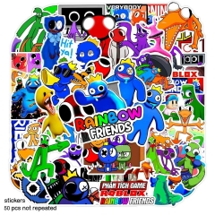 50张新品roblox rainbow friends 彩虹朋友游戏吉他头盔贴纸防水