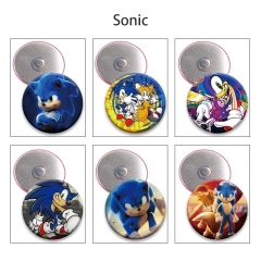 12 Styles 58mm Sonic the Hedgehog Cartoon Anime Tinplate Brooch Refrigerator Magnet