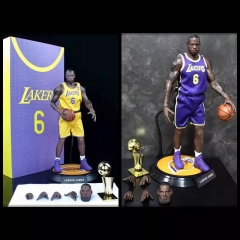 36CM NBA 篮球明星 湖人詹姆斯 黄衣紫衣 双头雕 关节可动人偶盒装手办