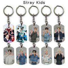 straykids 11 动漫双面全彩印花军牌环扣钥匙扣