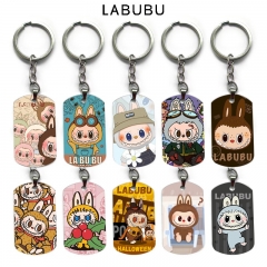 LABUBU 32 动漫双面全彩印花军牌环扣钥匙扣