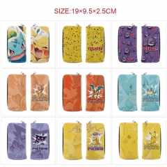 10 Styles Pokemon Cartoon PU Purse Zipper Anime Long Wallet