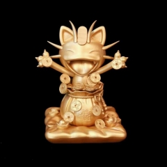 二代招财猫金色 穿梭在银河的火箭队 喵喵 手办雕像